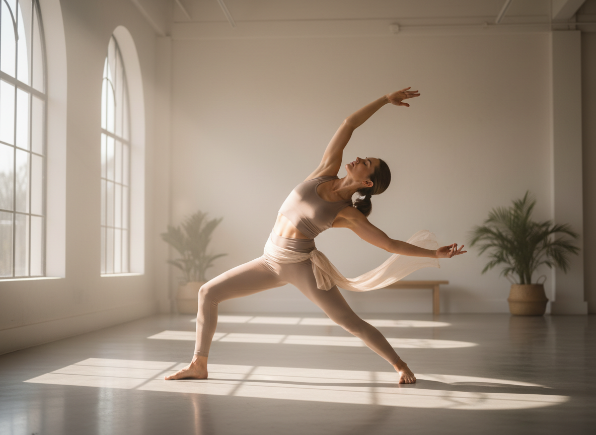 Femme enchainant des postures de yoga Vinyasa de facon fluide